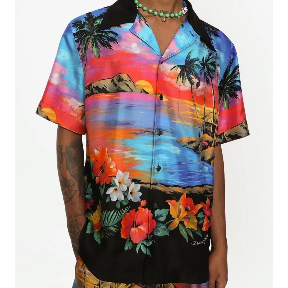 Dolce & Gabbana Men’s All-Over Graphic Shirt & Shorts | Size L | Great Condition